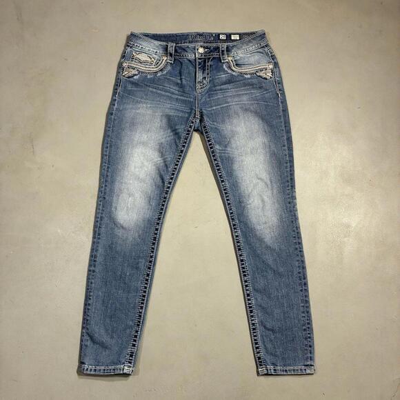 Miss Me Denim - Y2K Miss Me Embellished Skinny Fit Boho Jeans